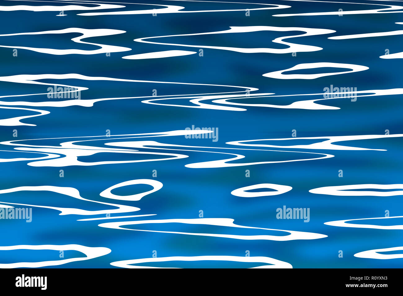 Des motifs irréguliers reflétée sur la surface ondulée sur l'eau bleue, full frame Banque D'Images