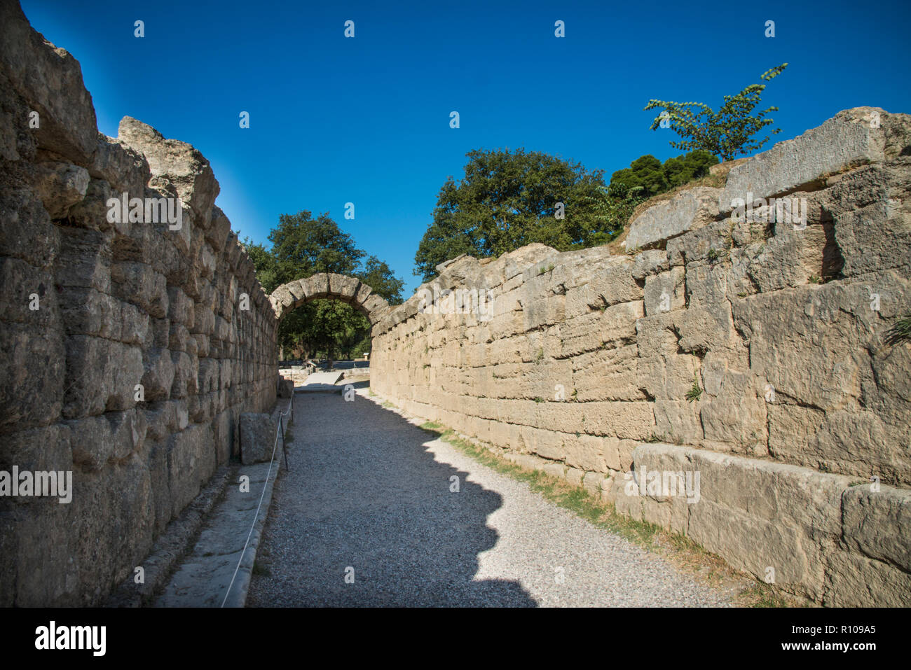Tunnel à l'ancien stade olympique à Olympie, Grèce Banque D'Images