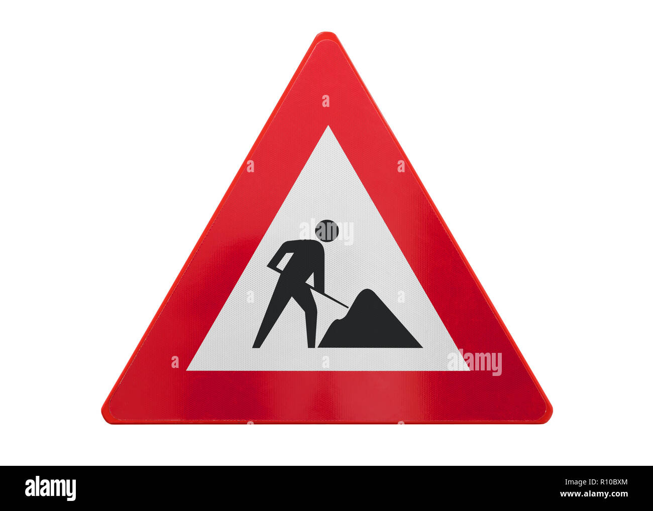 Panneau de circulation isolés - en construction - On white Banque D'Images