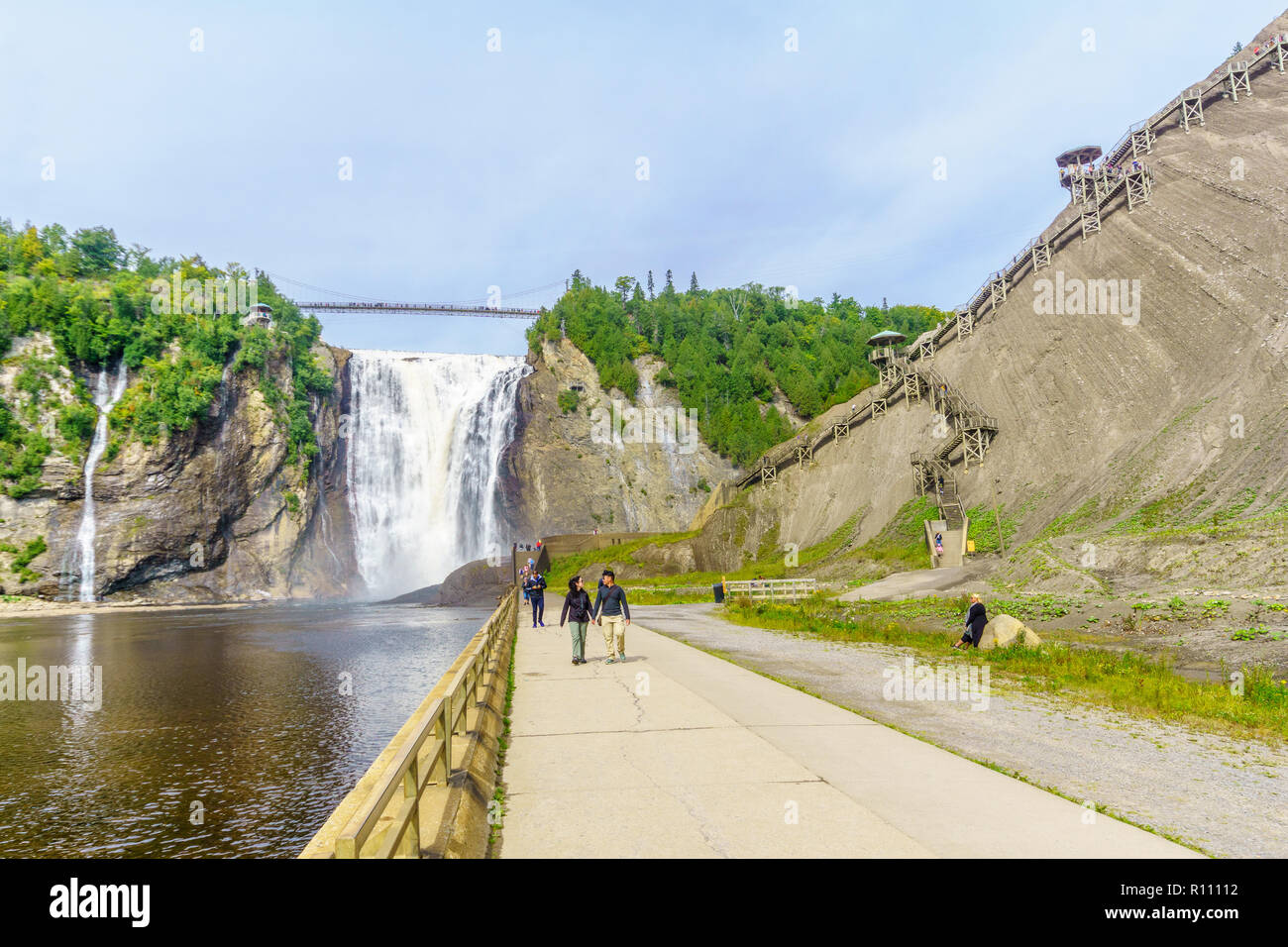 Beauport, Canada - le 10 septembre 2018 : vue sur la Chute Montmorency, avec les visiteurs, au Québec, Canada Banque D'Images