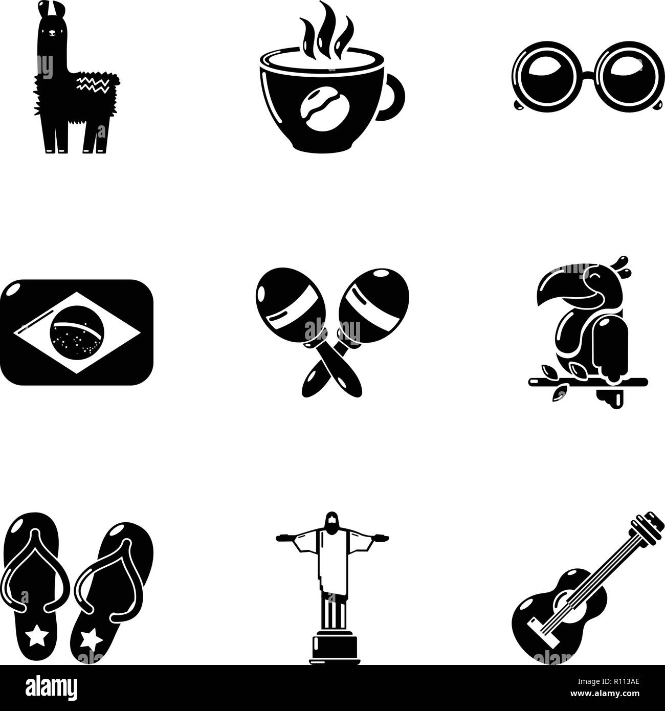 Dimanche, le style simple icons set Illustration de Vecteur