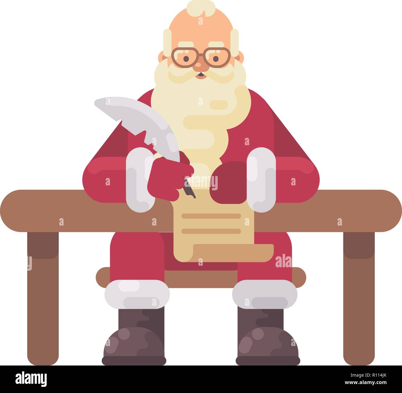 Pere Noel Assis A Son Bureau A Ecrire Une Lettre A Un Enfant Caractere Noel Television Illustration Image Vectorielle Stock Alamy