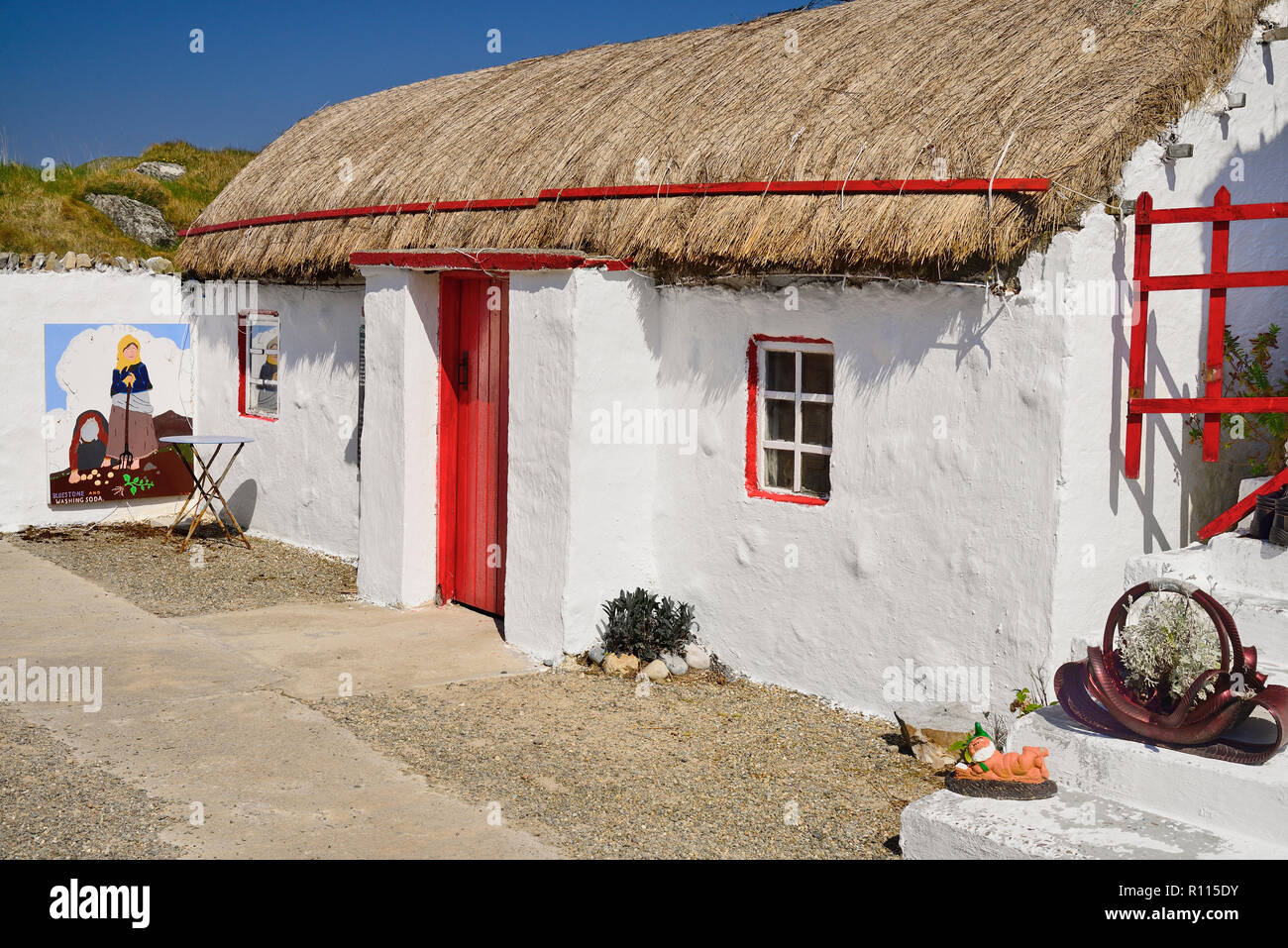 L'Irlande, comté de Donegal, Inishowen, Doagh Famine Village, chaumière. Banque D'Images