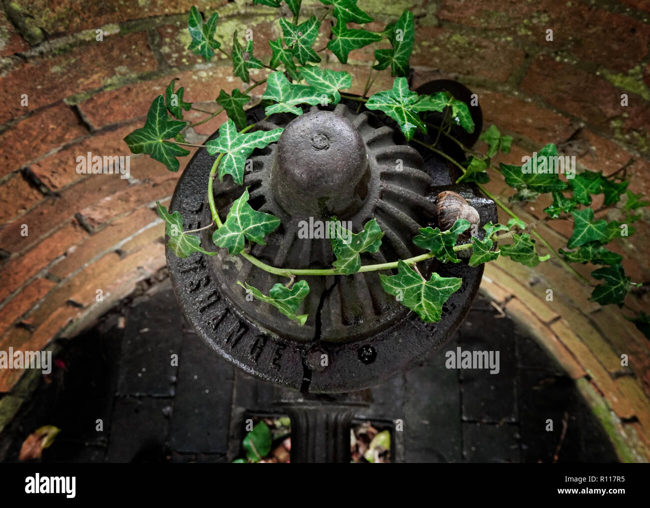 Ancien château d'eau en fonte, Fyfield, Oxfordshire, UK Banque D'Images