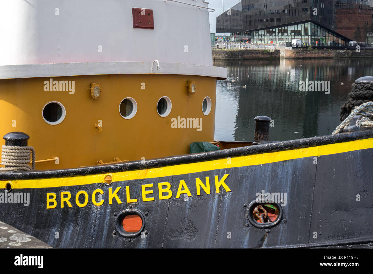 Le moteur du remorqueur restauré Brocklebank, le seul digne de la mer d'un navire appartenant à British Museum, le Merseyside Maritime Museum. Banque D'Images