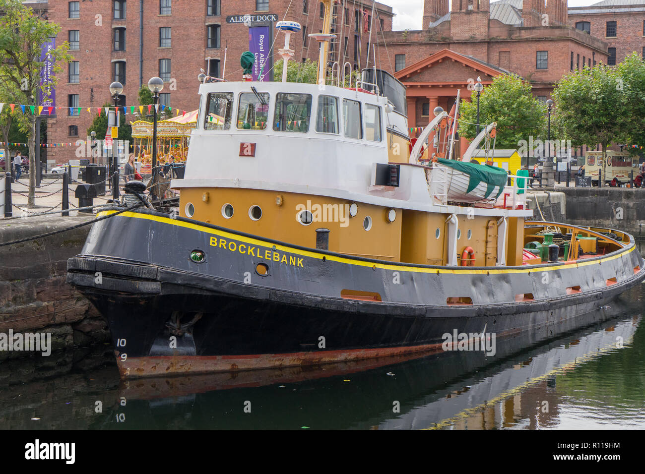 Le moteur du remorqueur restauré Brocklebank, le seul digne de la mer d'un navire appartenant à British Museum, le Merseyside Maritime Museum. Banque D'Images