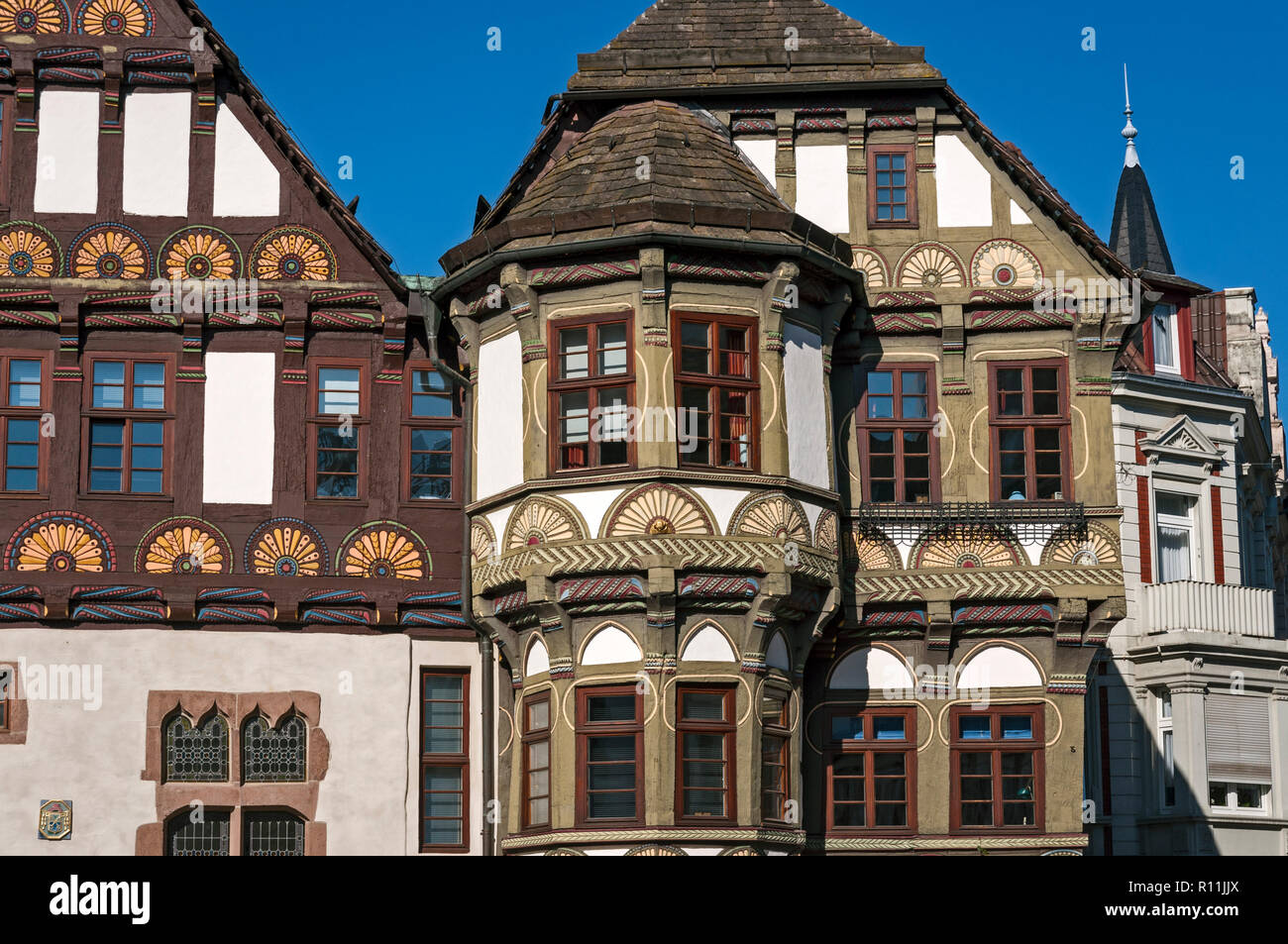 Maisons à colombage décoratif à Höxter, NRW, Allemagne. Banque D'Images