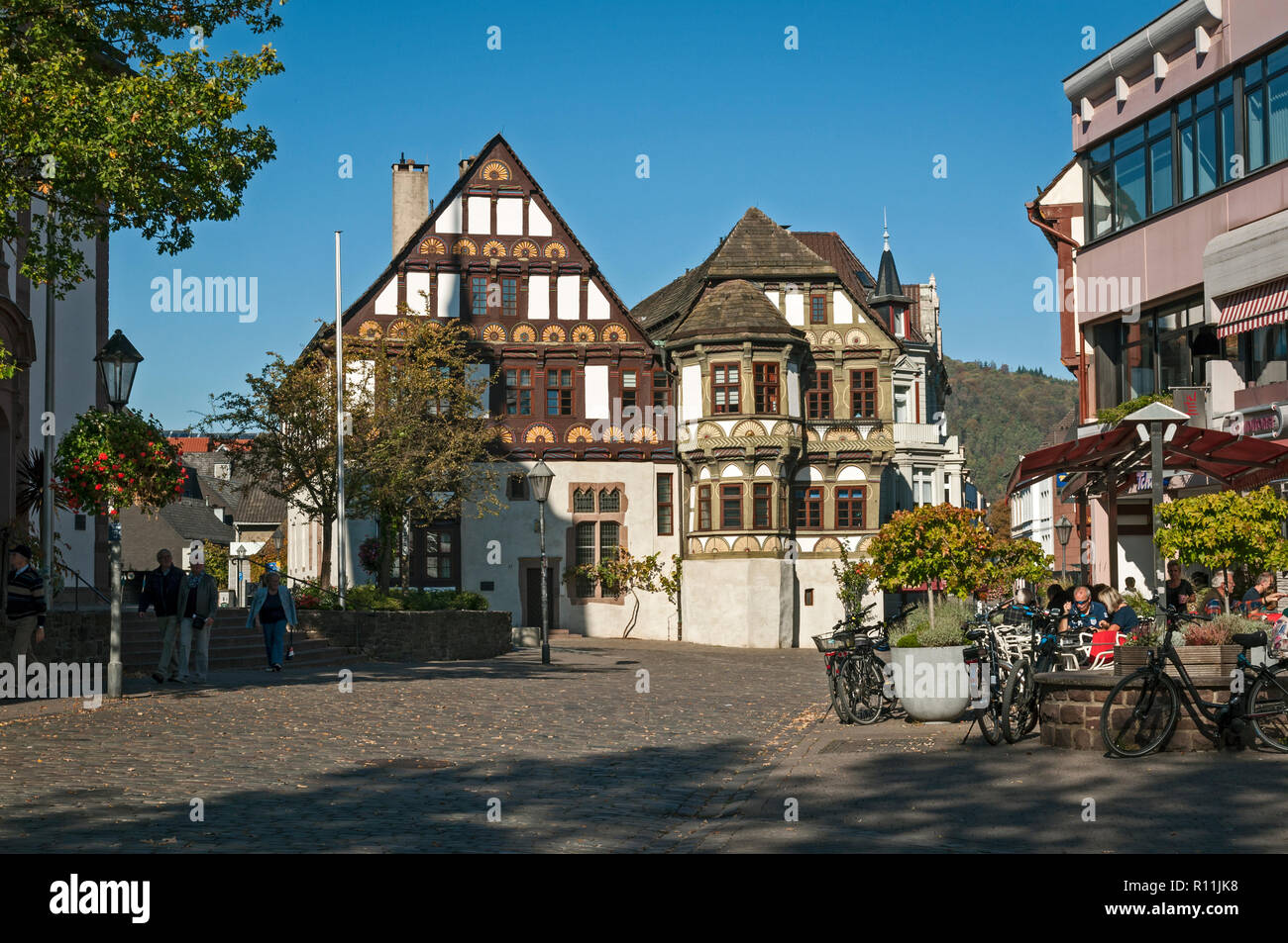 Maisons à colombage décoratif à Höxter, NRW, Allemagne. Banque D'Images