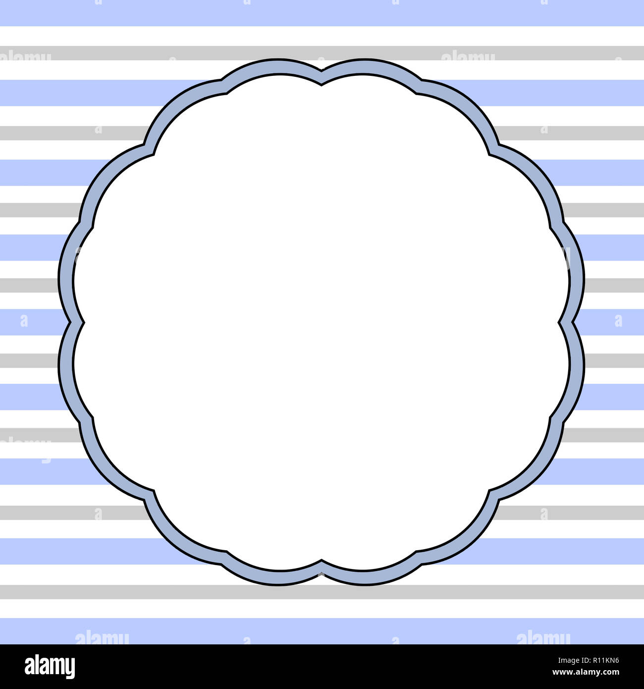 Vintage cadre blanc avec bordure bleue sur un fond rayé Banque D'Images