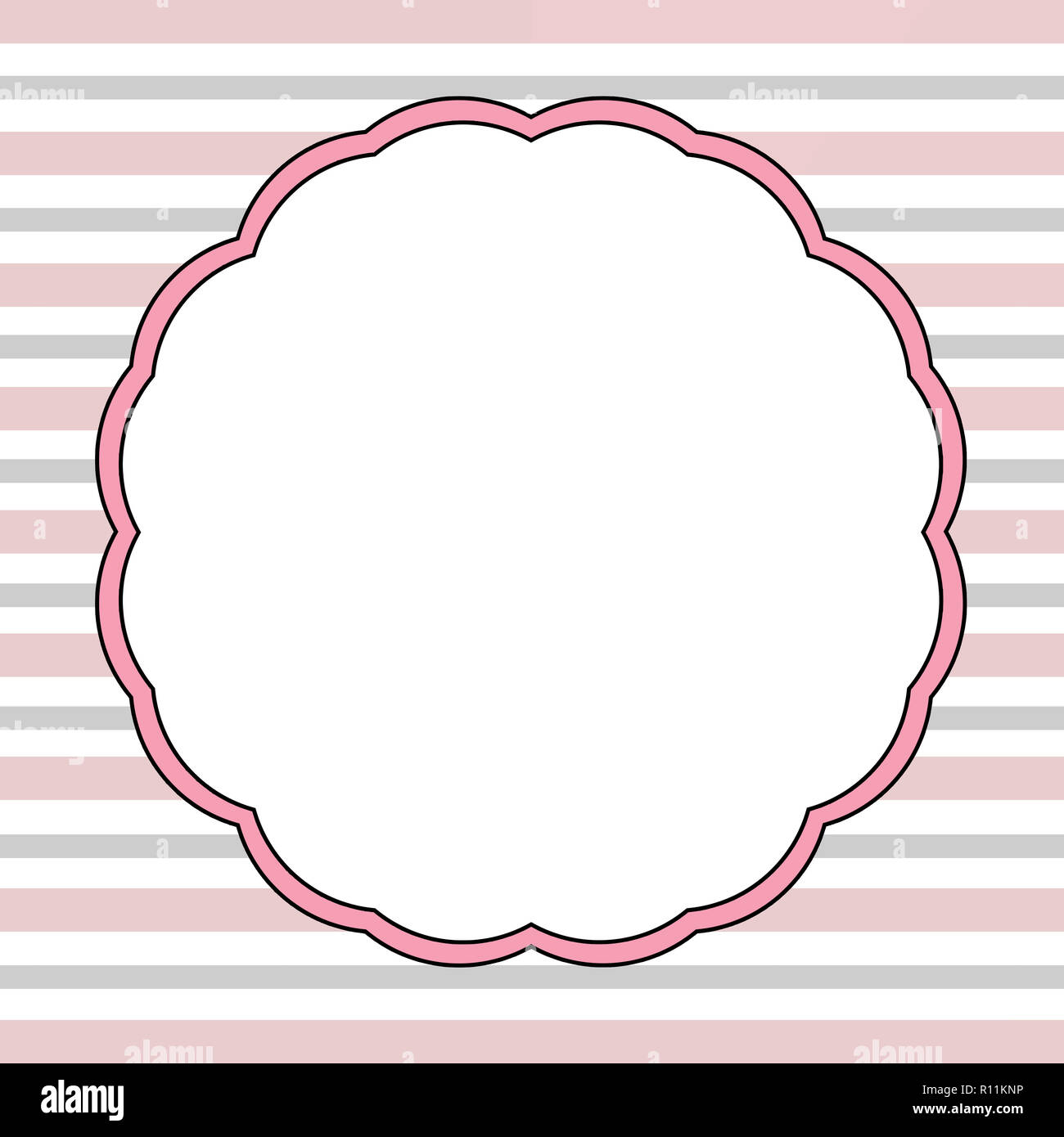 Vintage cadre blanc avec bordure rose sur un fond rayé Banque D'Images