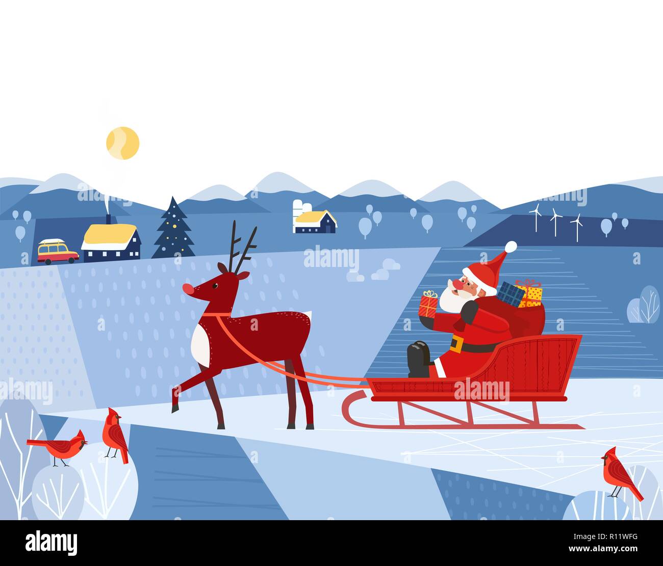 Affiche fantaisie des fêtes d'hiver Illustration de Vecteur