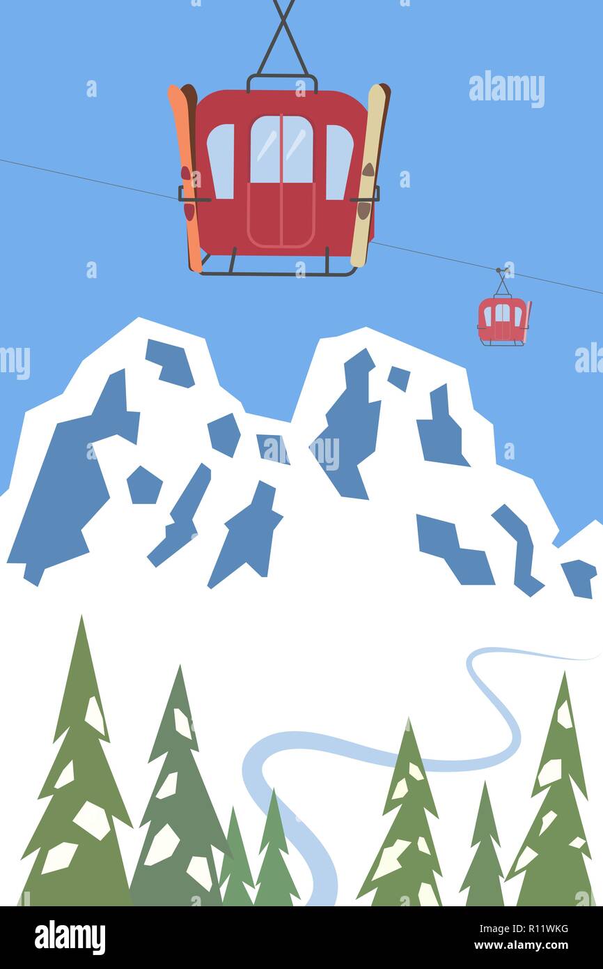 Câble de ski de montagne Illustration de Vecteur
