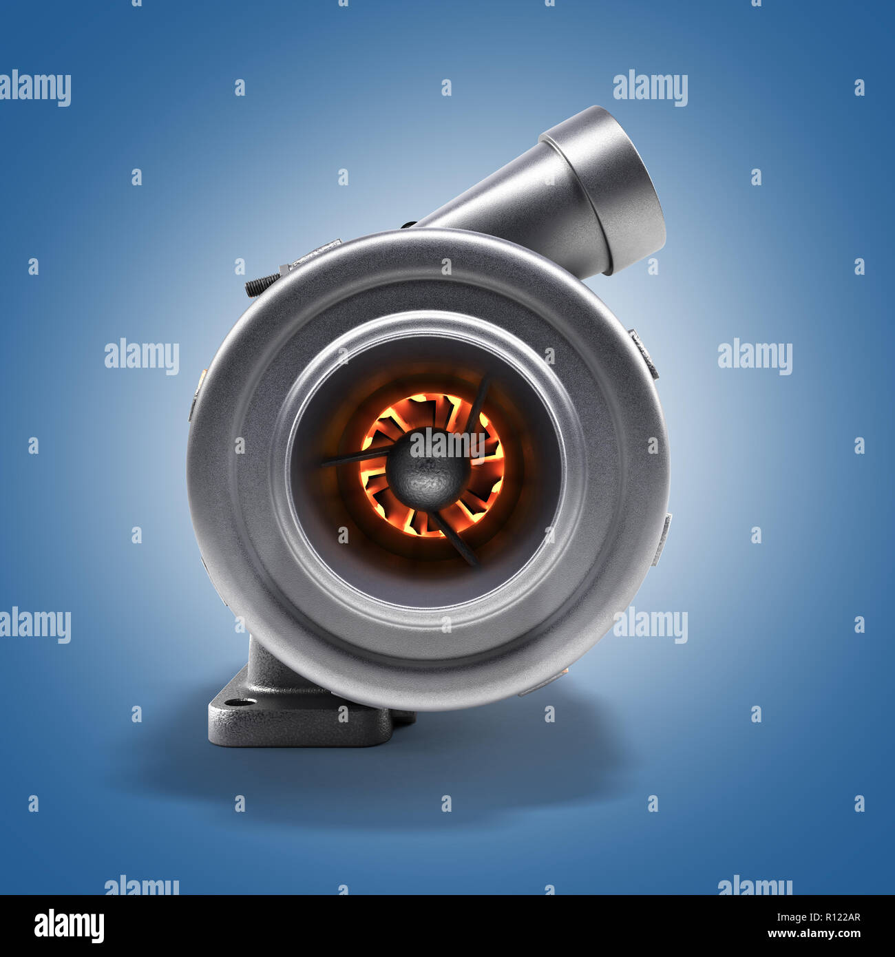 La turbine du turbocompresseur automobile de gradient de rendu 3D Banque D'Images