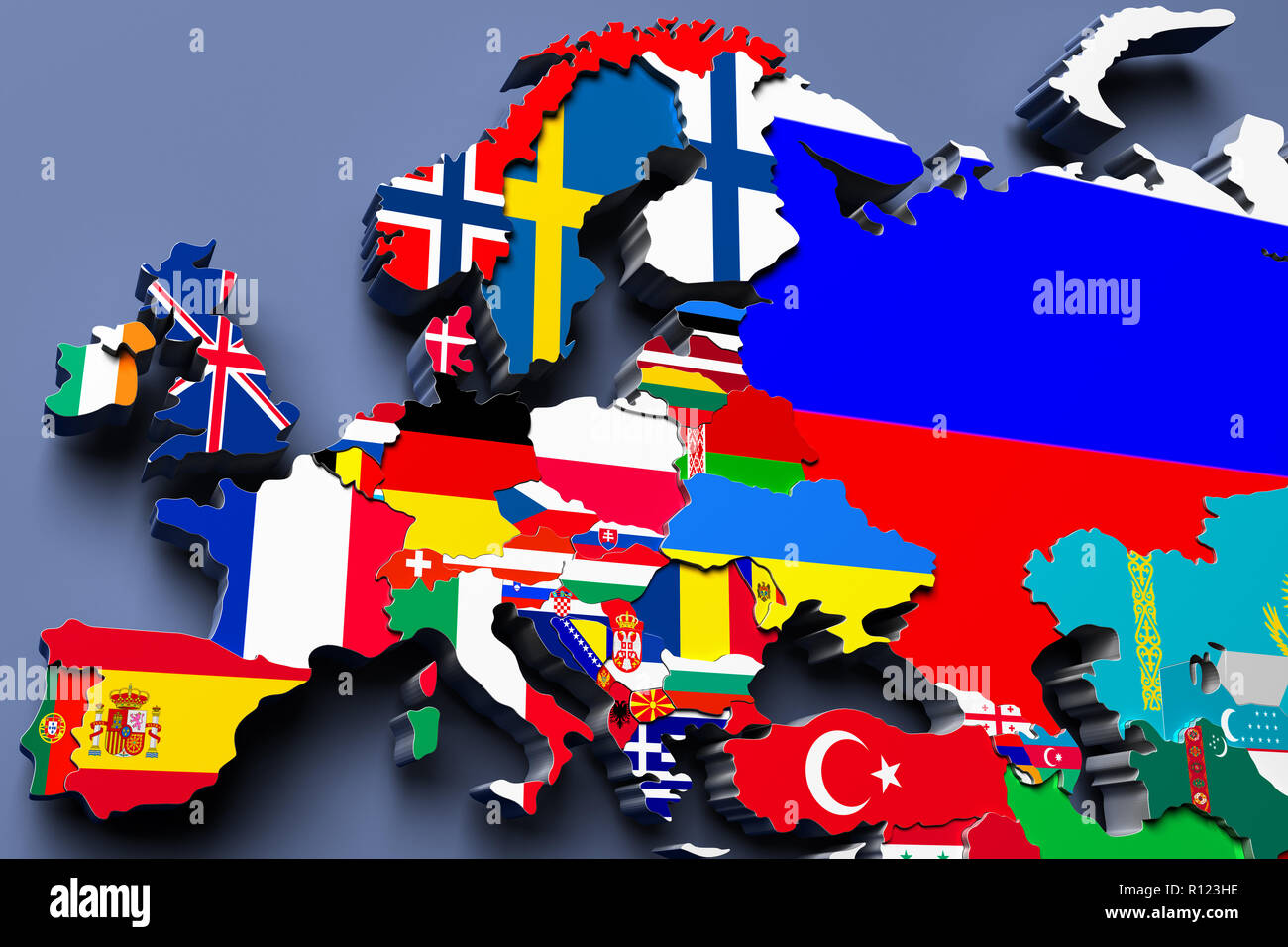 L'Europe politique plan 3d illustration Banque D'Images