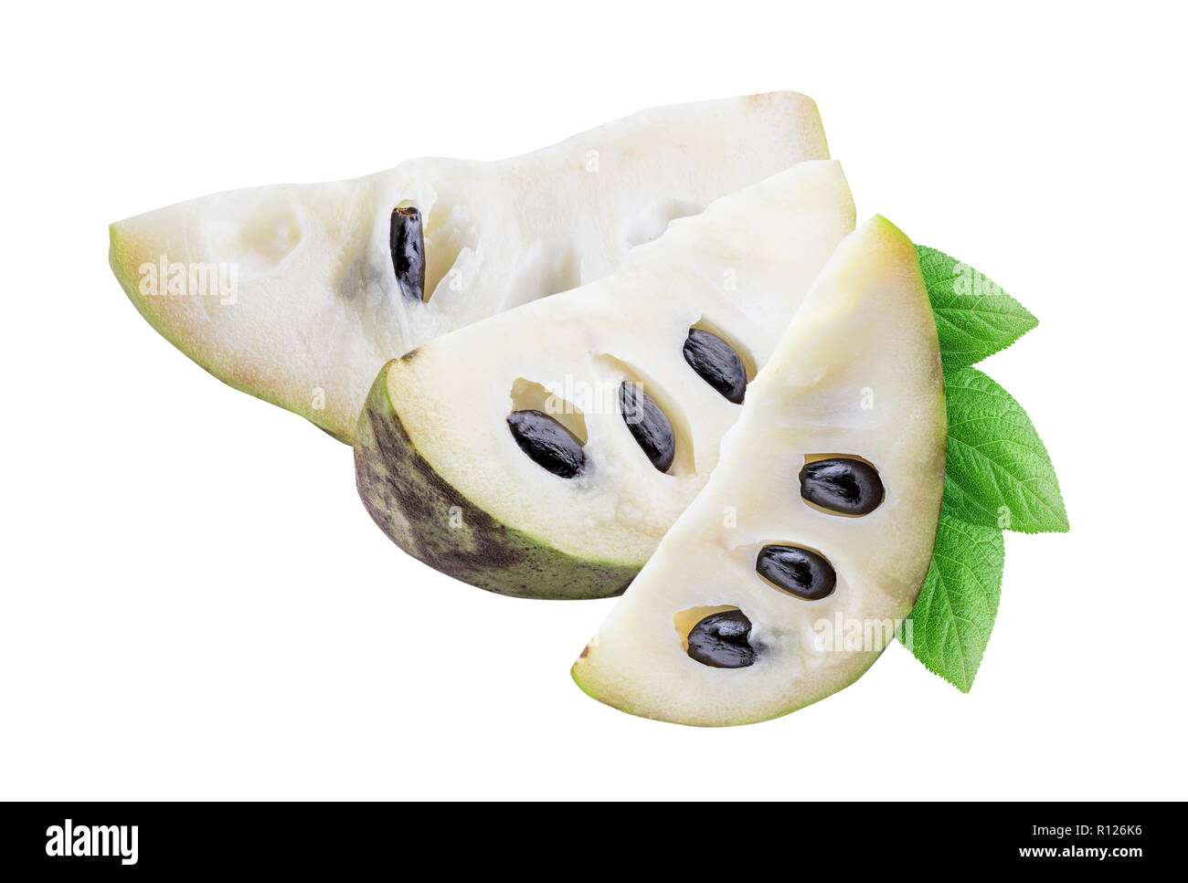 Collection de sucre cherimoles (apple) isolé sur fond blanc avec l'ombre. Chemin de détourage. Banque D'Images