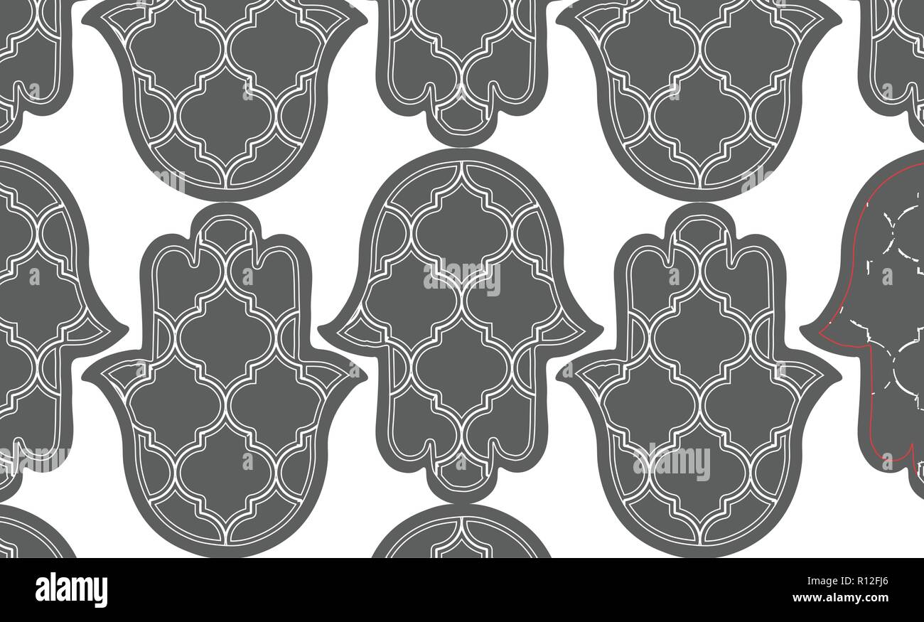L'arabe sans couture main de Fatima khamsa motif de fond dans le vector illustration Illustration de Vecteur