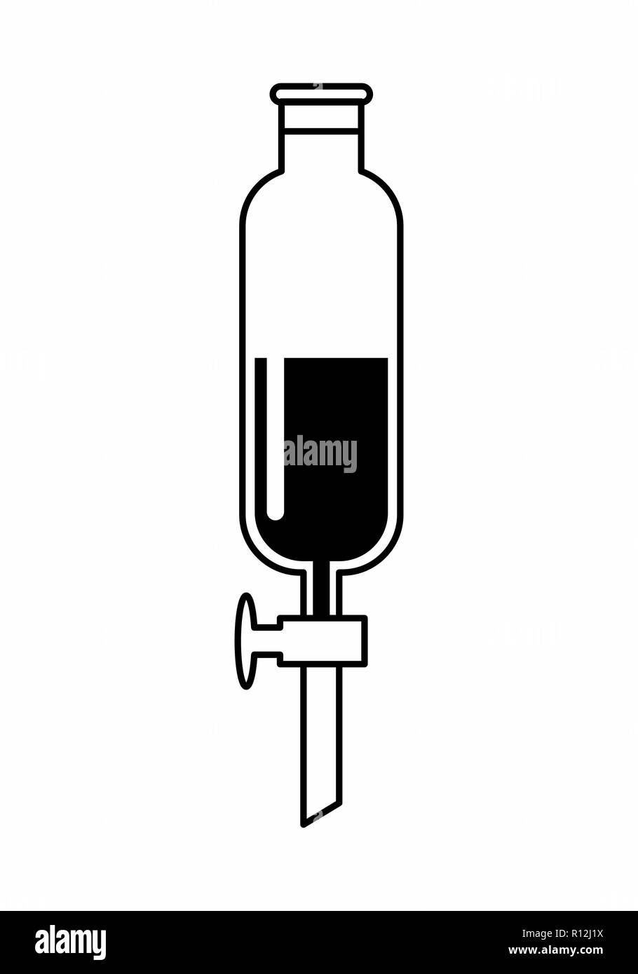 Illustration noir et blanc d'un flacon de laboratoire Illustration de Vecteur
