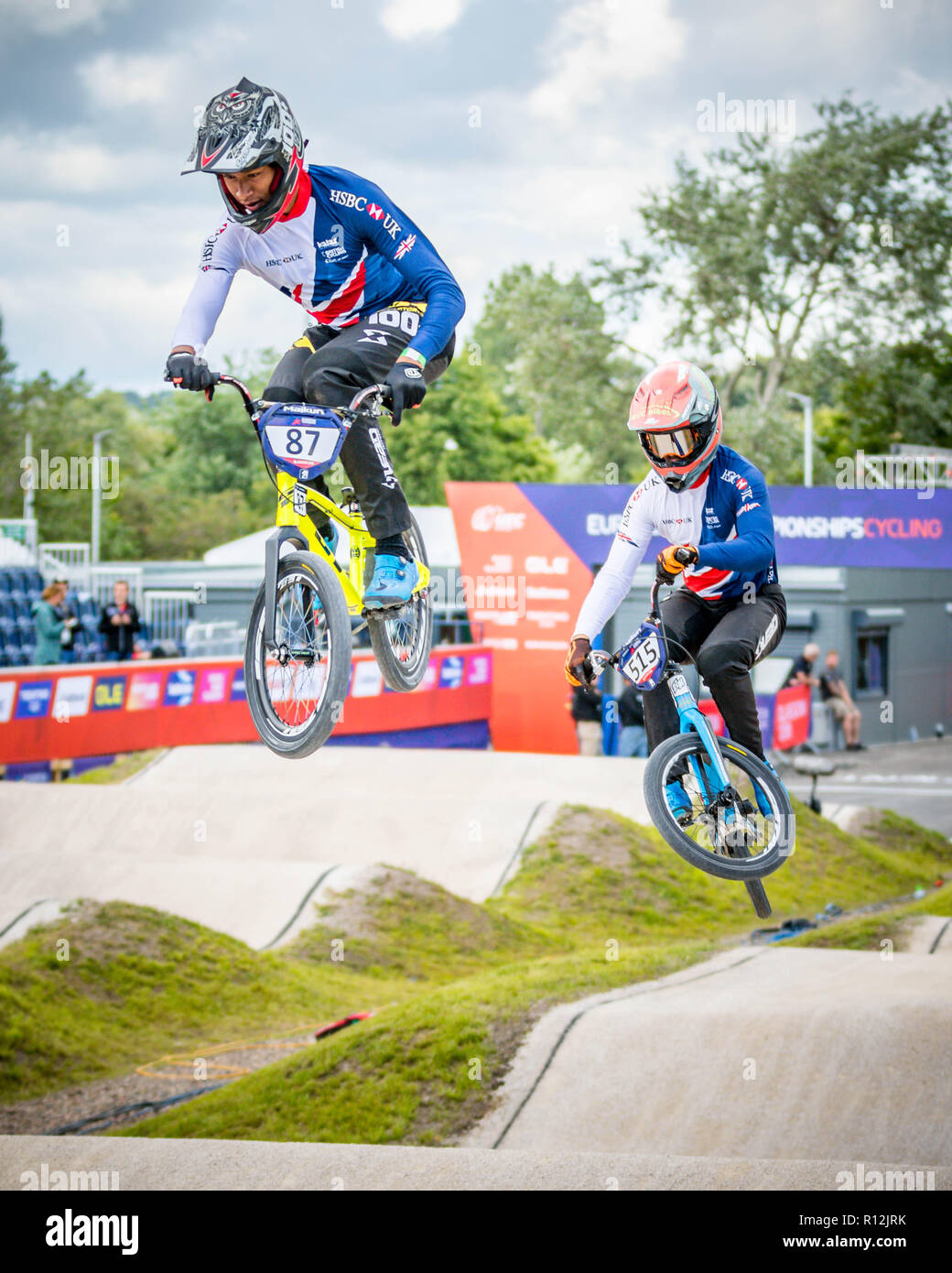 Kye Whyte & Paddy Sharrock - Glassgow2018 European Championships - BMX Racing Banque D'Images