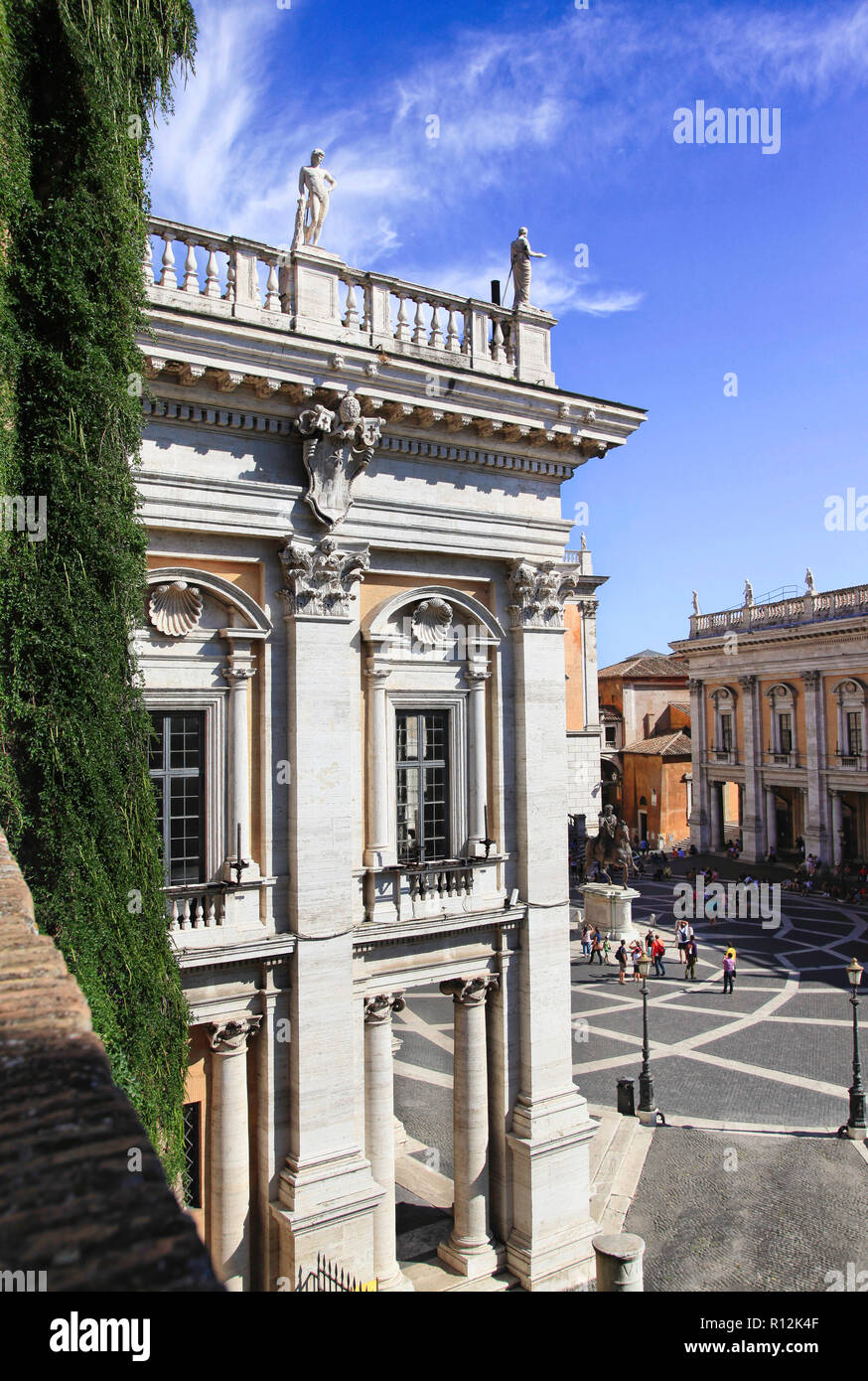 La place du Capitole et de Marie de Rome à partir de la partie supérieure du monument Victor Emmanuel II, Rome, Latium, Italie Banque D'Images