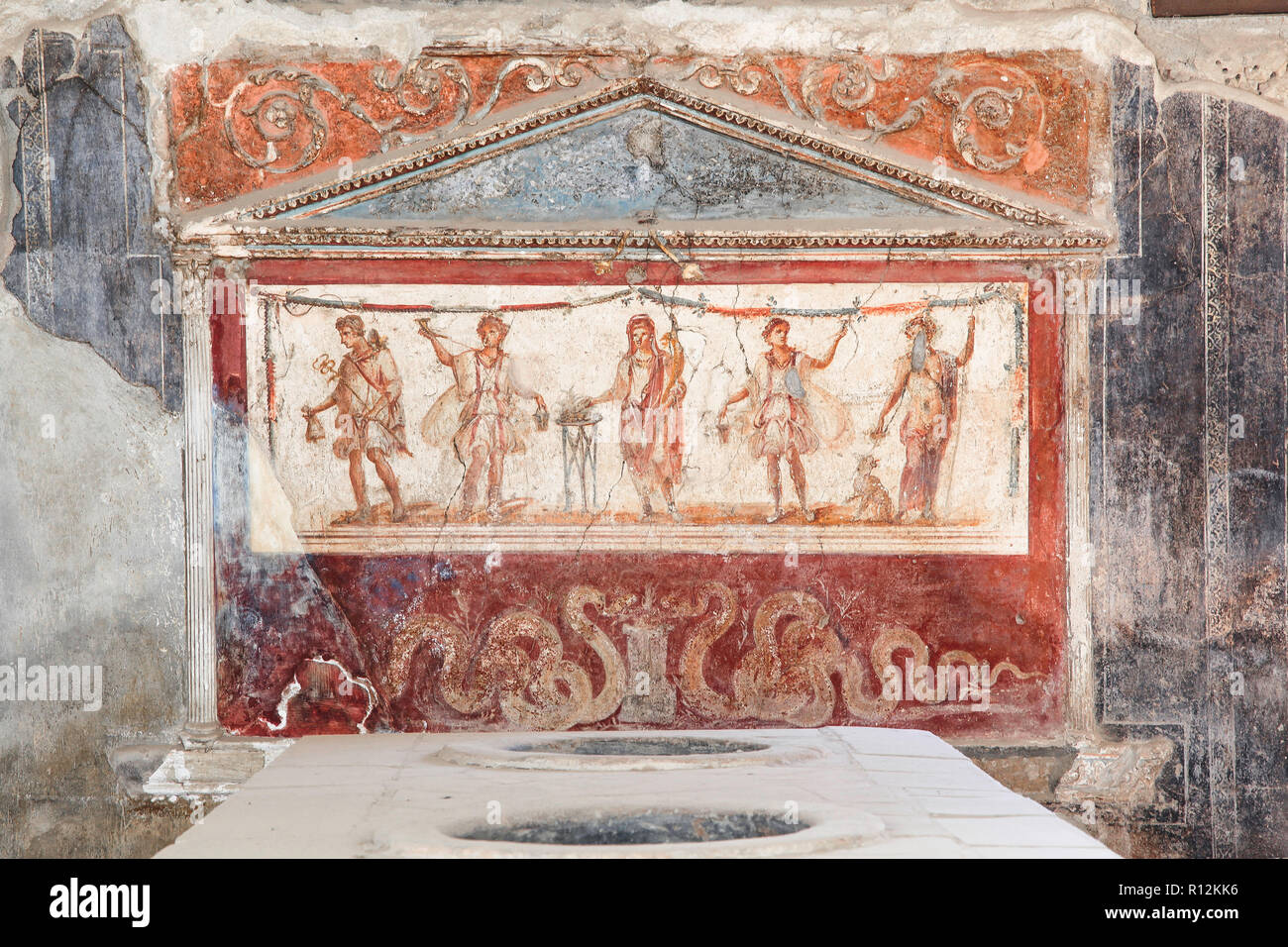 Fresque du 'Thermopolium de Vetutius Placidus' à Pompéi, Campanie, Italie Banque D'Images