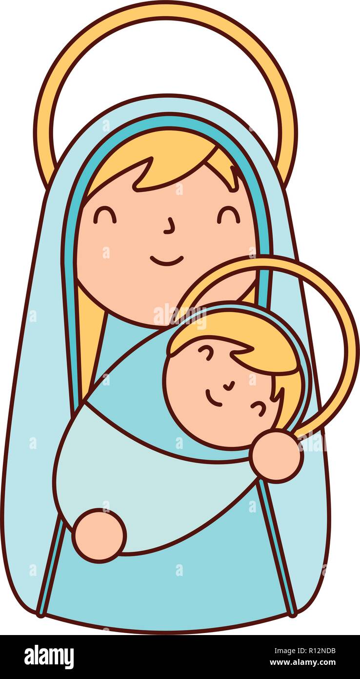 Mangeoire epiphanie Marie portant l'enfant Jésus vector illustration Illustration de Vecteur