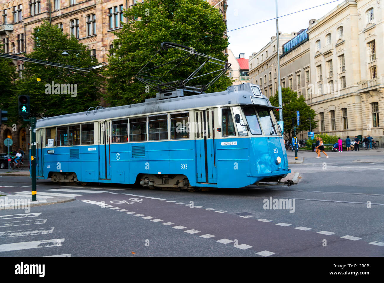 Tramway, trolleybus, autobus et transport pour les touristes et sighseers à Stockholm est la capitale et la plus grande ville de Suède Banque D'Images