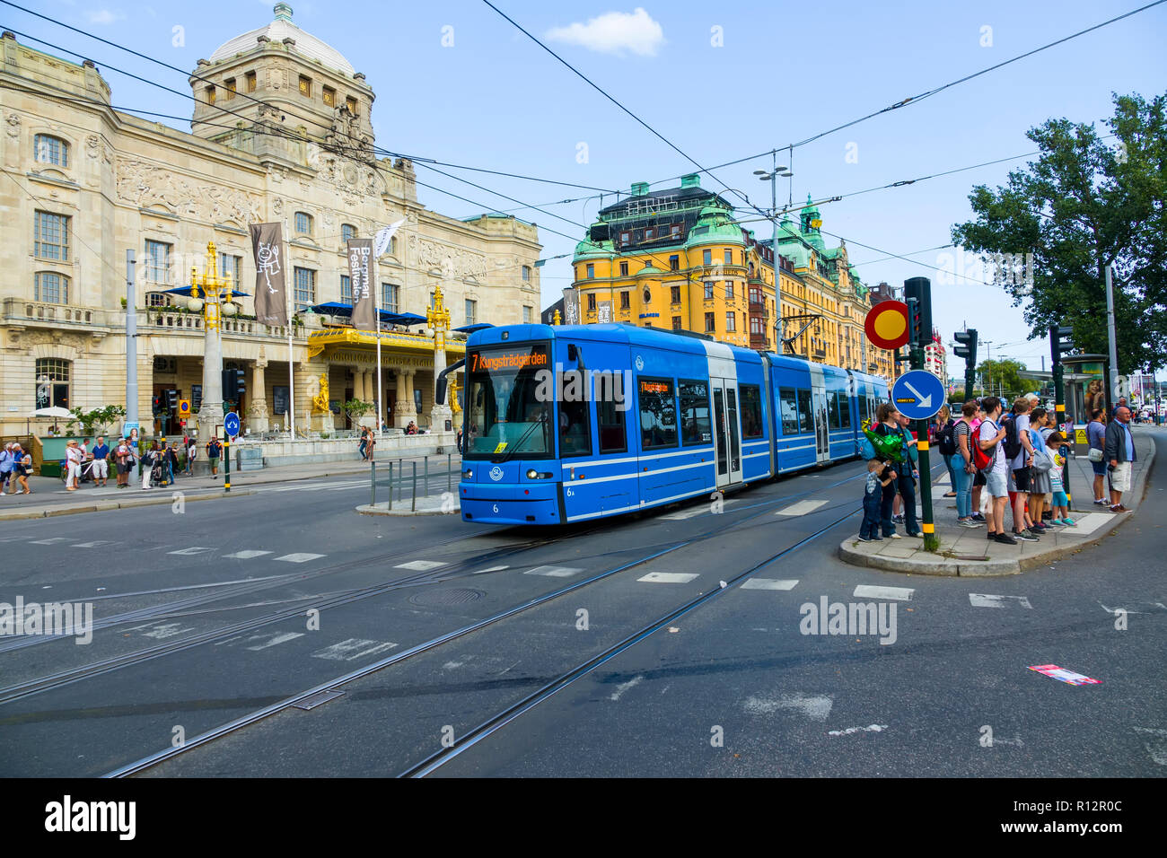 Tramway, trolleybus, autobus et transport pour les touristes et sighseers à Stockholm est la capitale et la plus grande ville de Suède Banque D'Images