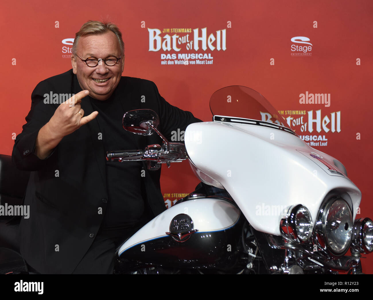 Oberhausen, Allemagne. 05Th Nov, 2018. Comédien Bernd Stelter vient à la première de la comédie musicale Bat out of Hell au stade Metronom Theater. La comédie musicale raconte l'histoire de la relation entre les Strat, le chef d'un groupe rebelle, jeune et Raven, la belle fille du Falco tyrannique. Les chansons sont par la puissante world star des pains de viande. Crédit : Caroline Seidel/dpa/Alamy Live News Banque D'Images