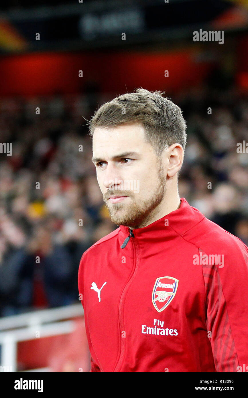 London, UK . 8 novembre, 2018. Aaron Ramsey d'Arsenal au cours de la phase de groupes de l'UEFA Europa League match entre Arsenal et sportifs à l'Emirates Stadium, Londres, Angleterre le 8 novembre 2018. Photo par Carlton Myrie. Usage éditorial uniquement, licence requise pour un usage commercial. Aucune utilisation de pari, de jeux ou d'un seul club/ligue/dvd publications. Credit : UK Sports Photos Ltd/Alamy Live News Banque D'Images