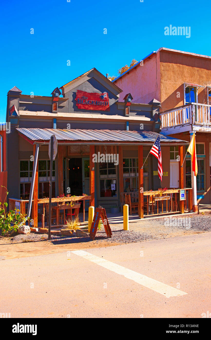 Le Blackbird Saloon et Wortley Hotel sur 1e Rue à Los Cerrillos, NM Banque D'Images