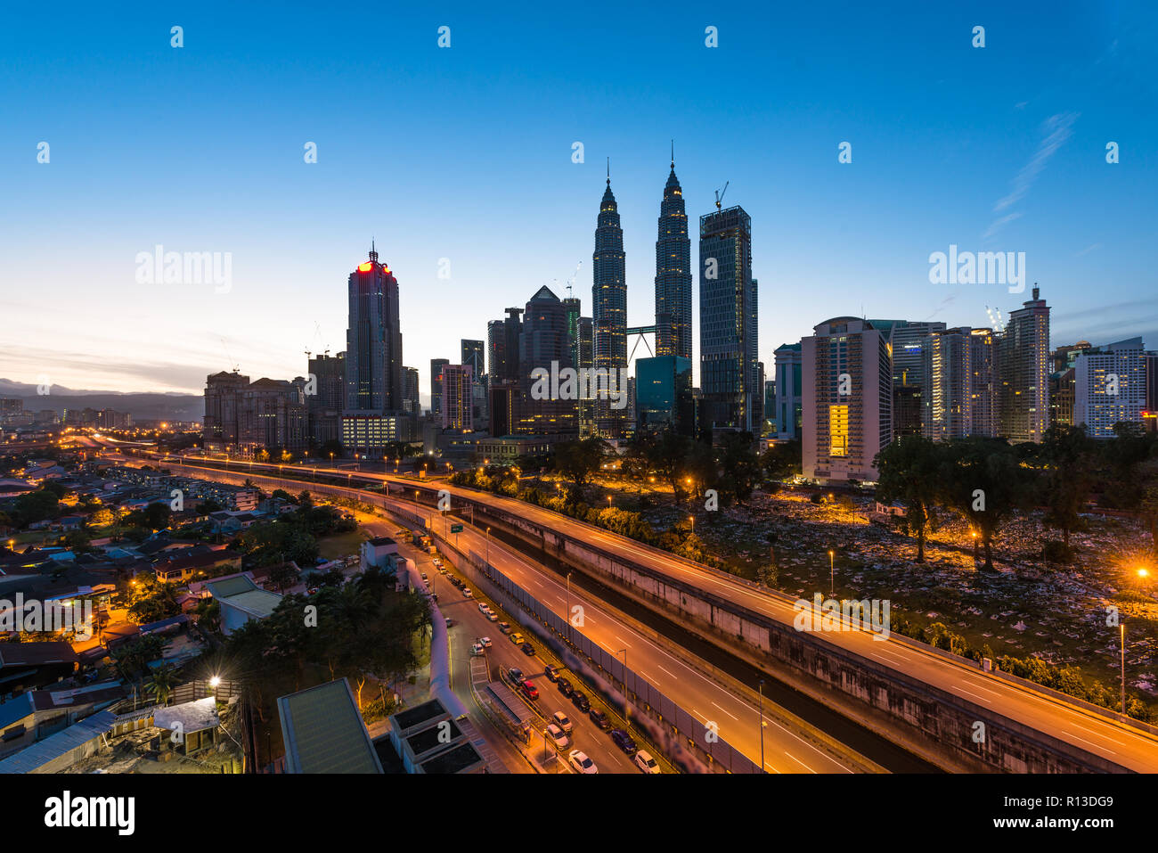 Le centre-ville de Kuala Lumpur, Malaisie le matin cityscape, Malaisie Banque D'Images