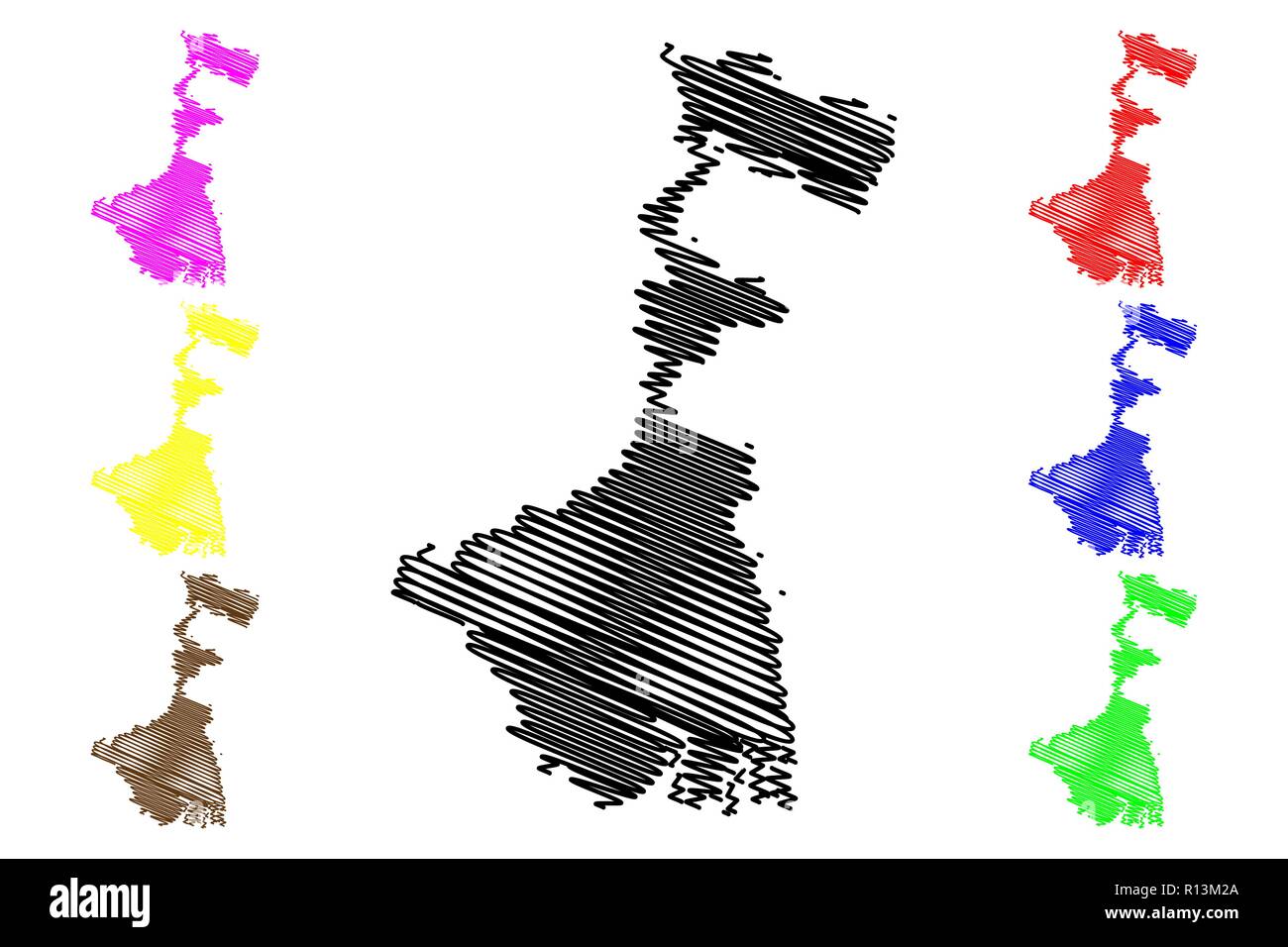 L'ouest du Bengale (États et territoires de l'union de l'Inde, États fédérés, République de l'Inde) map vector illustration gribouillage, croquis l'état du Bengale-occidental ma Illustration de Vecteur