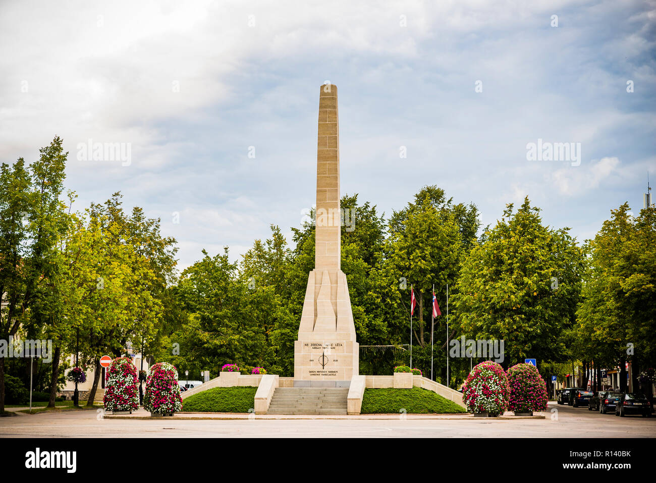 La victoire monument à Union Square à Cēsis - Cesis - Lettonie, Pays Baltes, Europe. Banque D'Images