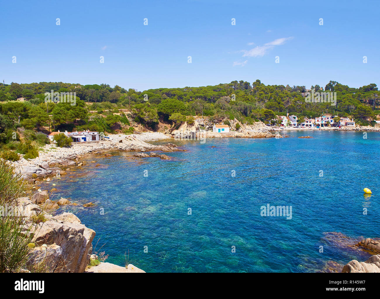 Cala S'Alguer Cove de Palamos, Gérone, Catalogne, Espagne. Banque D'Images
