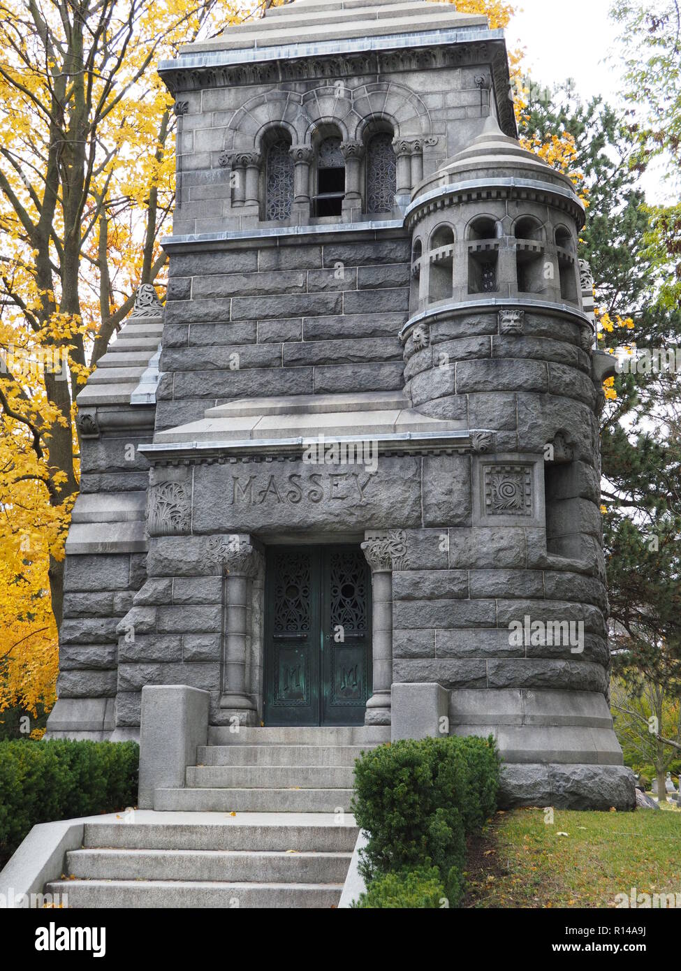Mausolée de la famille Massey, cimetière Mount Pleasant à Toronto Banque D'Images