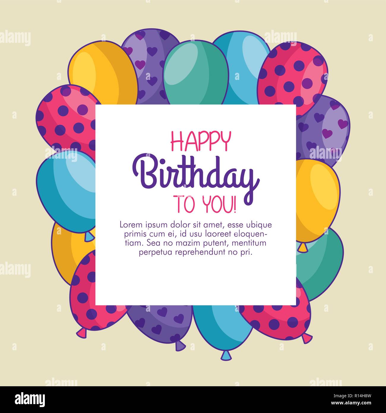 Joyeux Anniversaire Carte Avec Decoration Ballons Image Vectorielle Stock Alamy