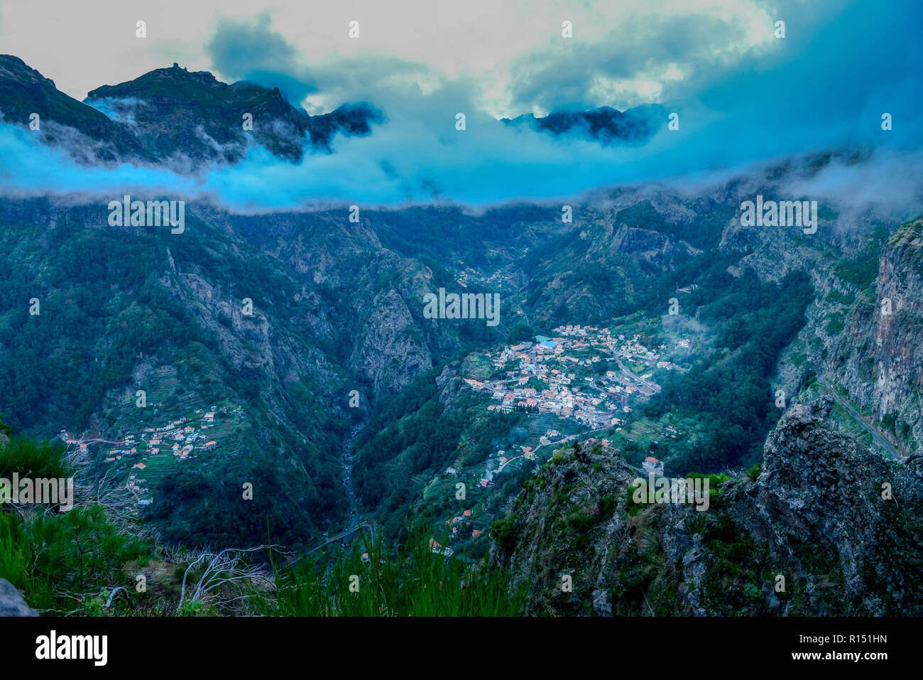 Bergdorf Curral das Freiras, Zentralgebirge, Madeira, Portugal Banque D'Images