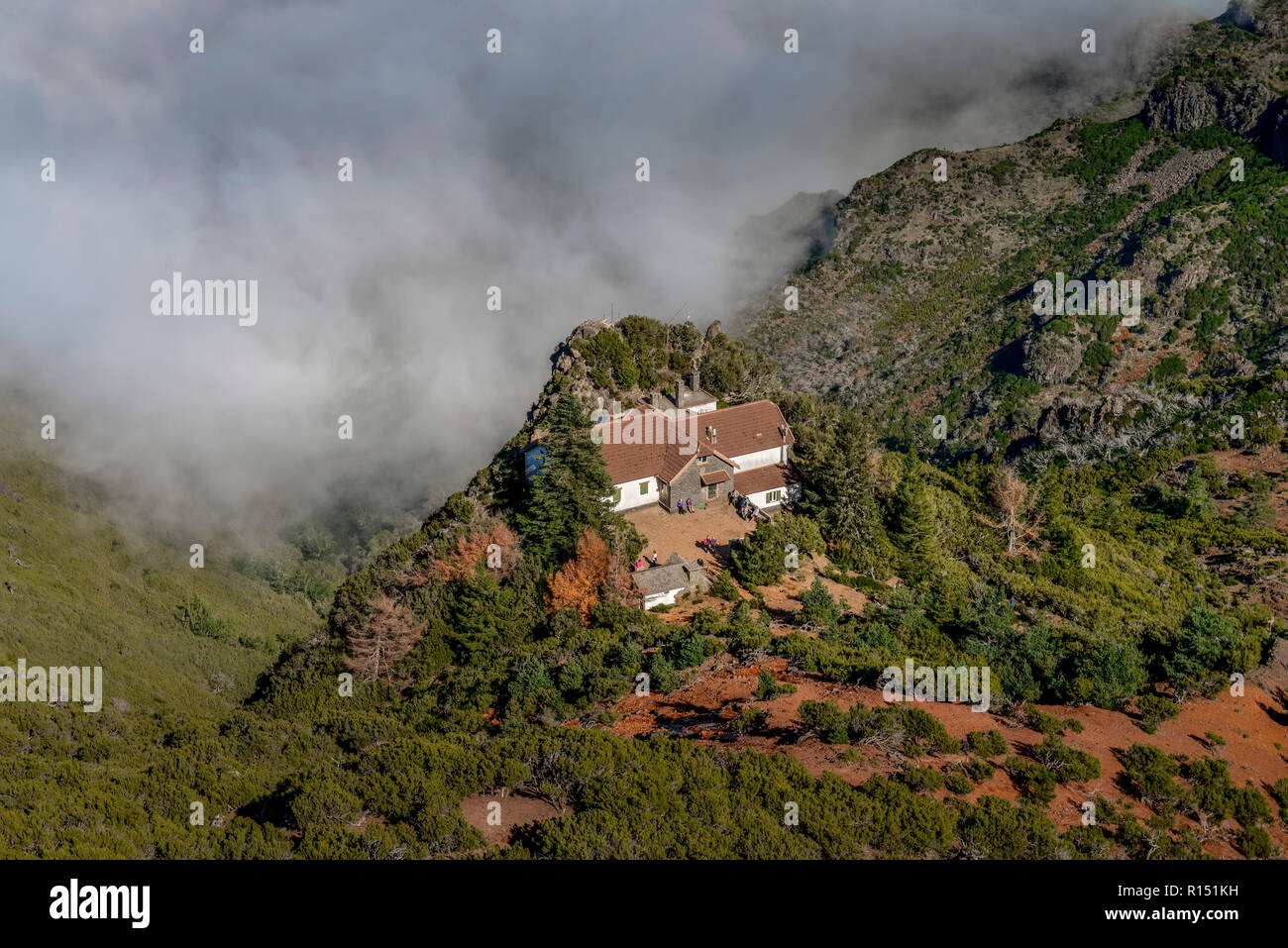 Berghuette suis Pico Ruivo, Zentralgebirge, Madeira, Portugal Banque D'Images