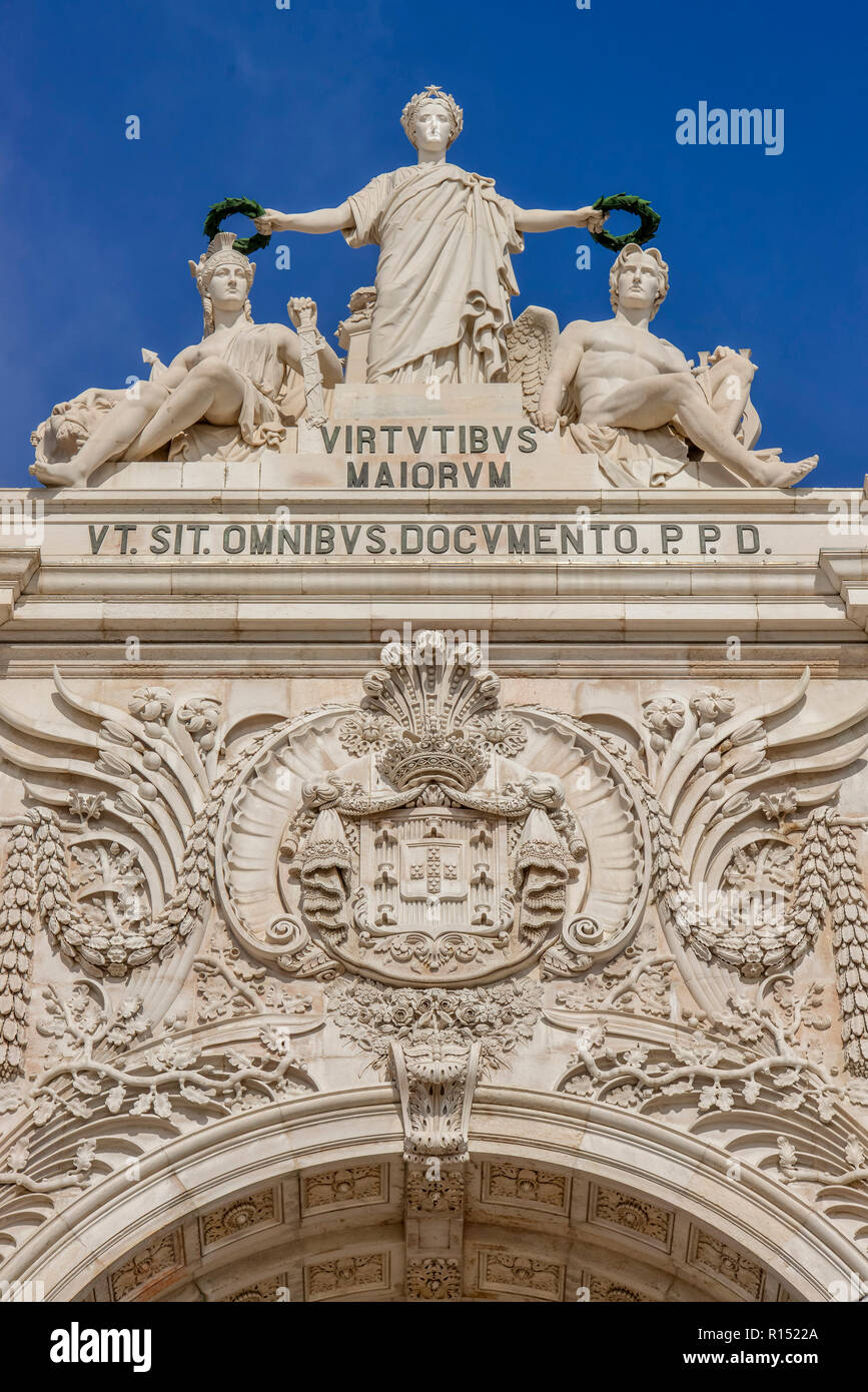 Triumphbogen Arco da Rua Augusta, Praca do Comercio, Lisboa, Portugal Banque D'Images