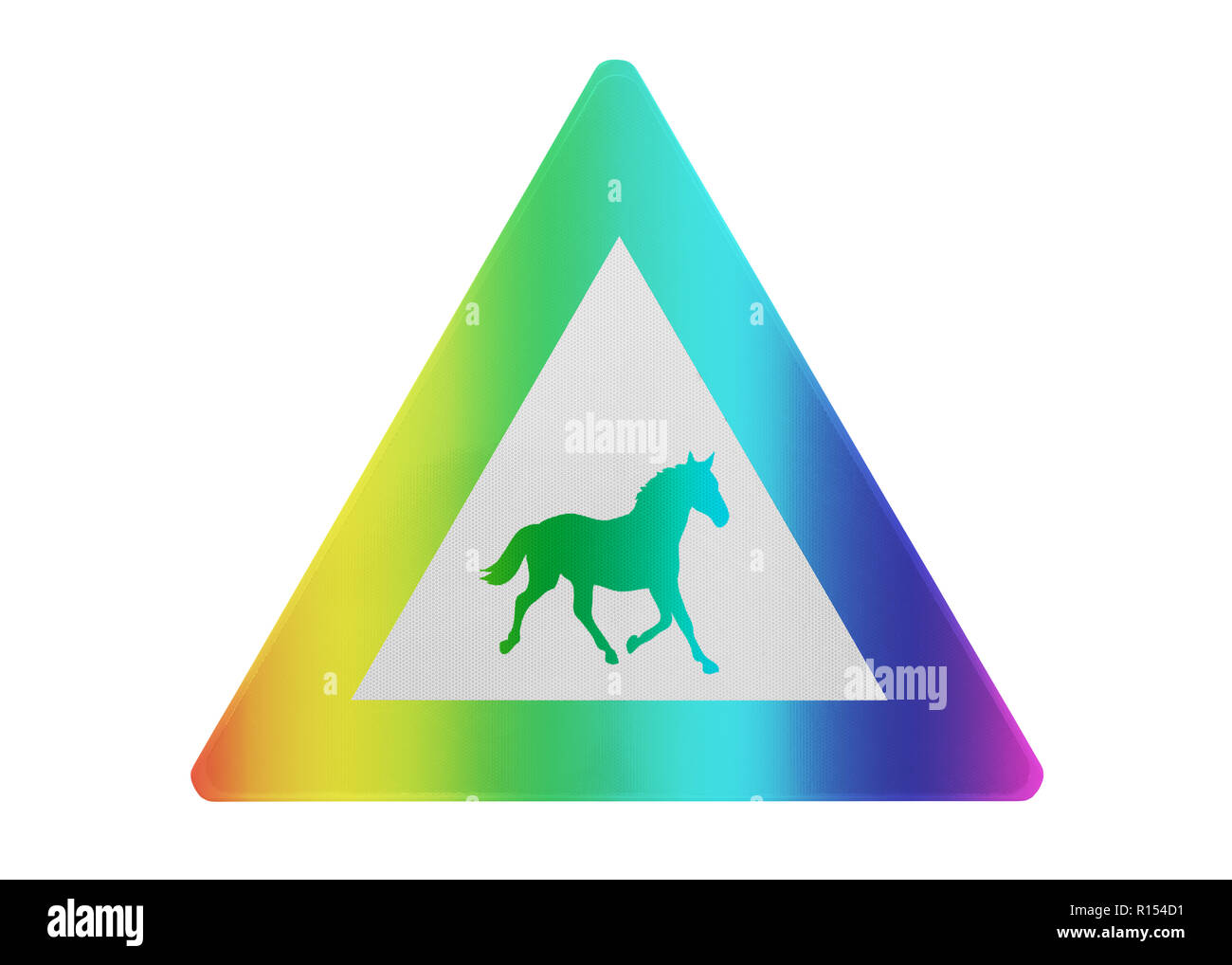Panneau de circulation - Chevaux - isolés et isolés de couleur arc-en-ciel Banque D'Images