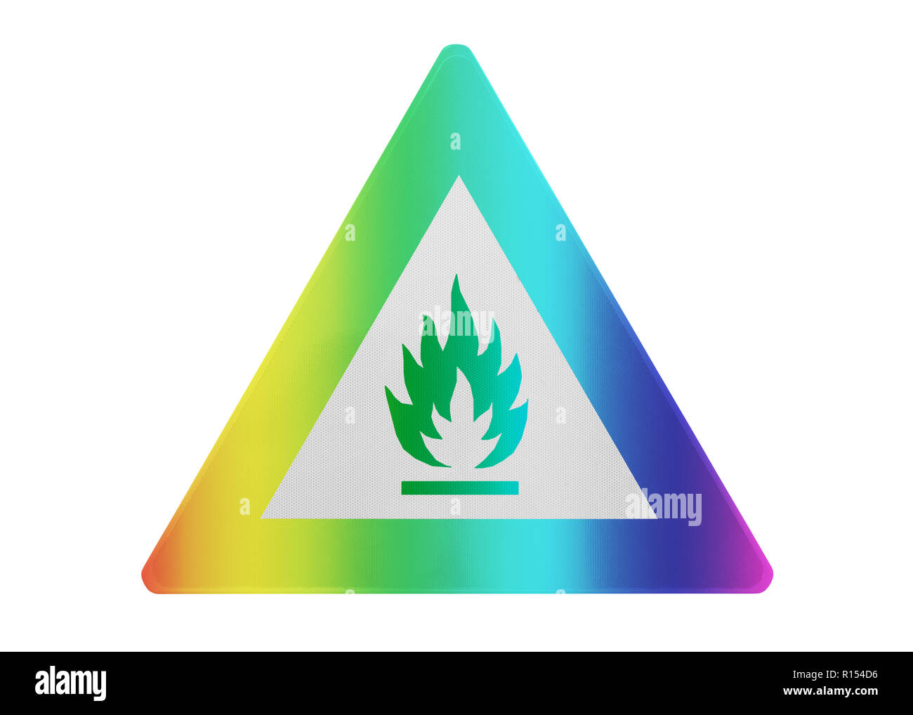Panneau de circulation - Incendie - isolés et isolés de couleur arc-en-ciel Banque D'Images