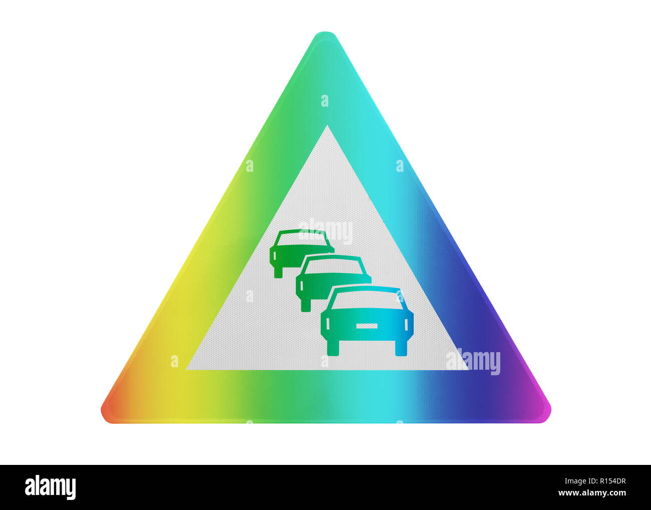 Panneau de circulation isolés - Embouteillage - couleur arc-en-ciel Banque D'Images