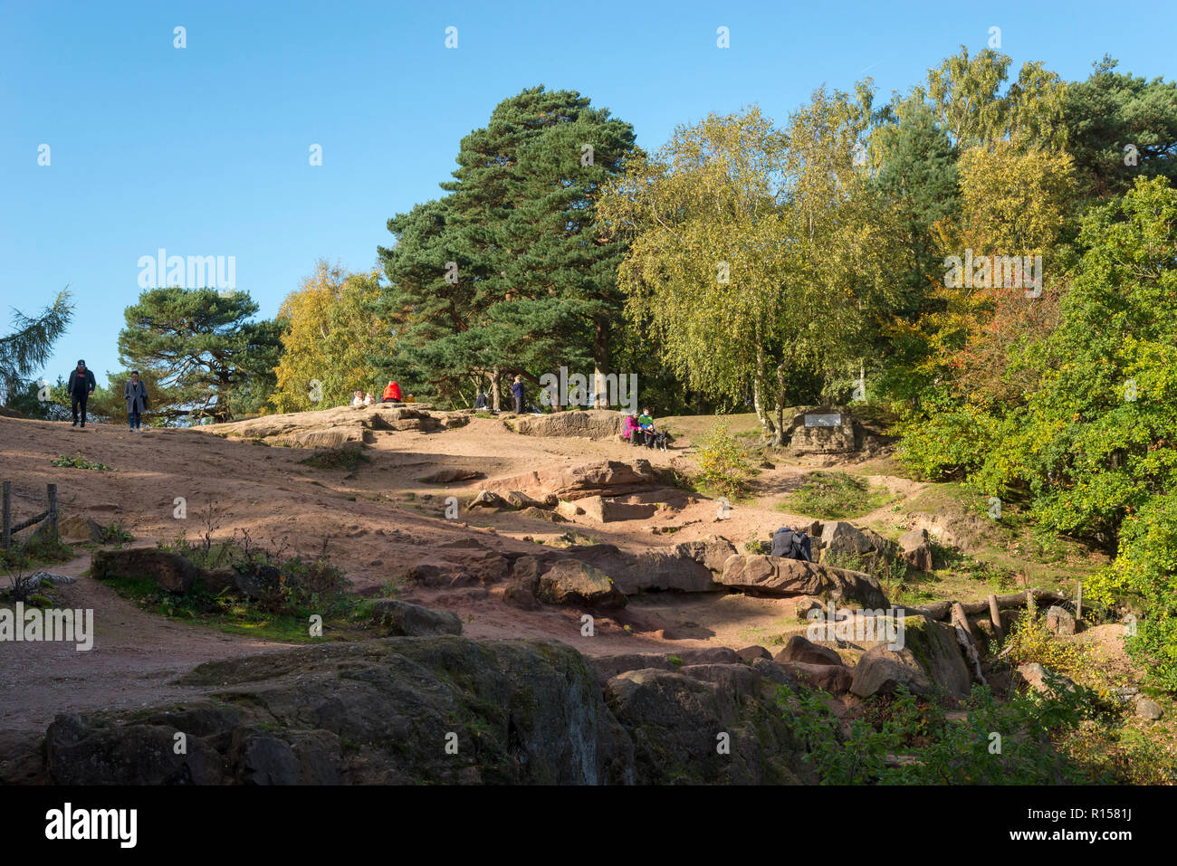 Rochers de grès au point orageux, Wilmslow, Cheshire, Angleterre. Banque D'Images