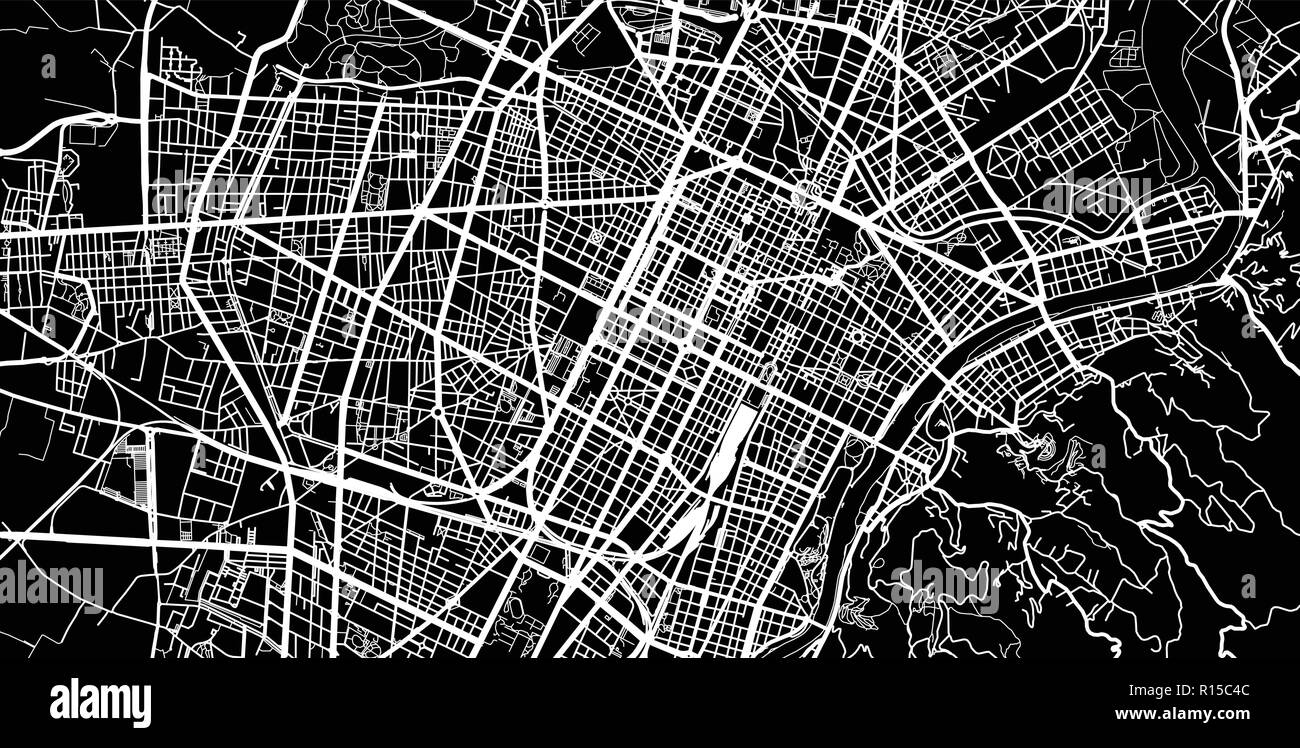 Vecteur urbain plan de la ville de Turin, Italie Illustration de Vecteur