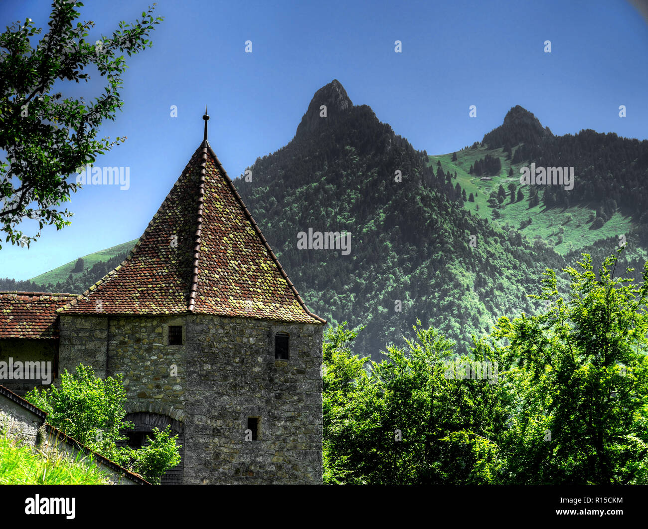 Le château de Gruyères Tour, Suisse Banque D'Images