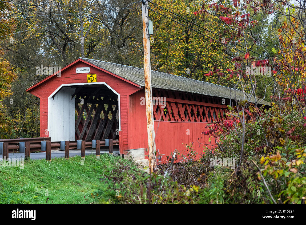 Silk Road Covered Bridge, Vermont, USA. Banque D'Images