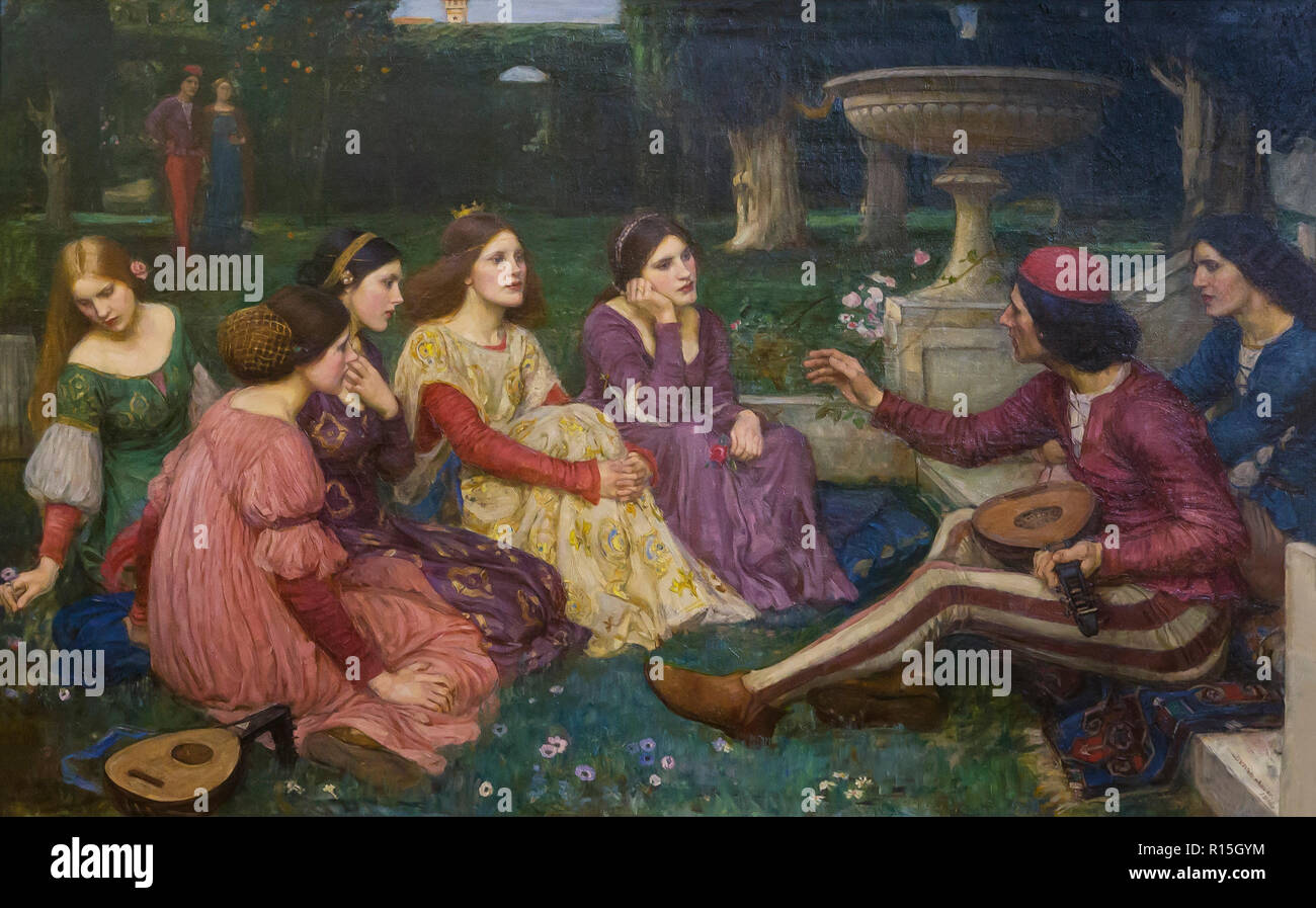 A Tale du Decameron, John William Waterhouse, 1916, Lady lever Art Gallery, Port Sunlight, Liverpool, Angleterre, Royaume-Uni, Europe Banque D'Images