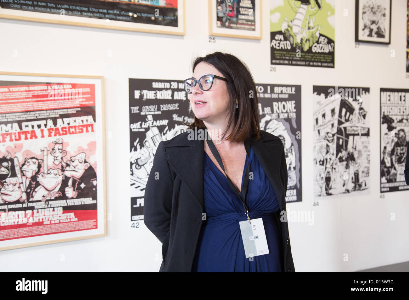 Roma, Italie. 09Th Nov, 2018. Giulia Ferracci, commissaire de l'exposition Inauguration de l'exposition 'Zerocalcare Scavare Fossati · Nutrire Coccodrilli" au Maxxi de Rome Crédit : Matteo Nardone/Pacific Press/Alamy Live News Banque D'Images