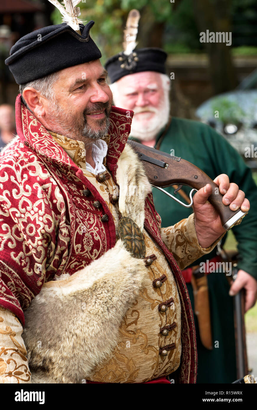 Détail de l'Gyulaffy traditionaliste banderium Laszlo armes et vêtements à Badacsony dans 09. Septembre 2018, la Hongrie Banque D'Images