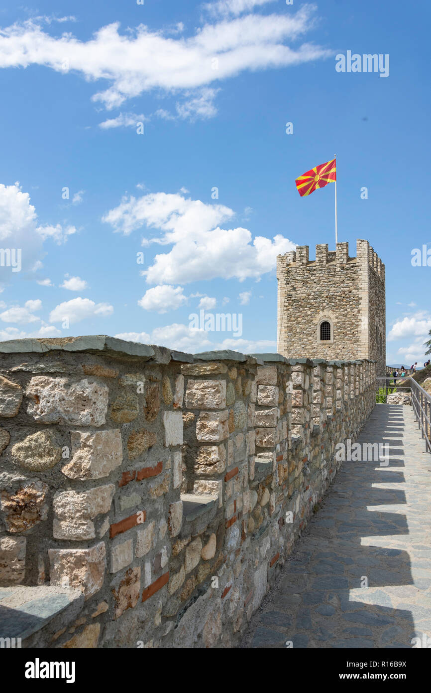 Murs extérieurs de la forteresse de Skopje (Kale), Skopje, Skopje, République de Macédoine du Nord Banque D'Images